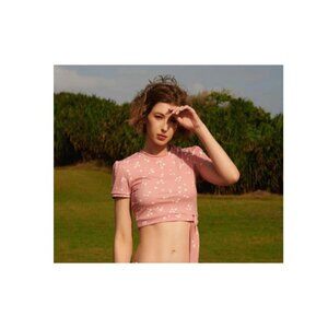 WET Swimwear Norah Cropped Swimsuit Rashguard Top - L